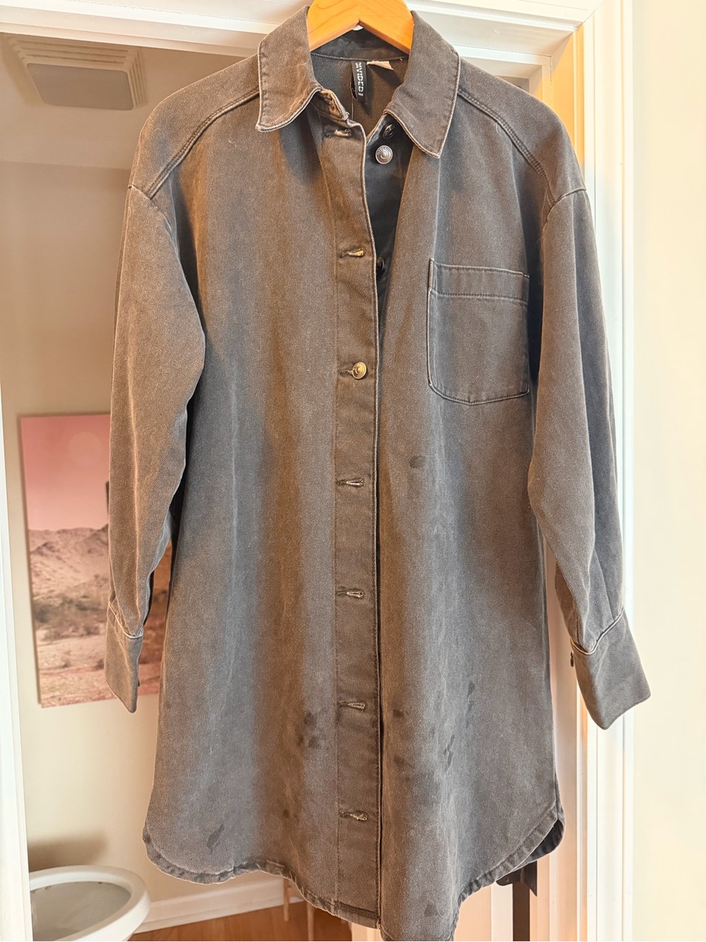H&M Charcoal Gray Button-Up Oversized Shacket